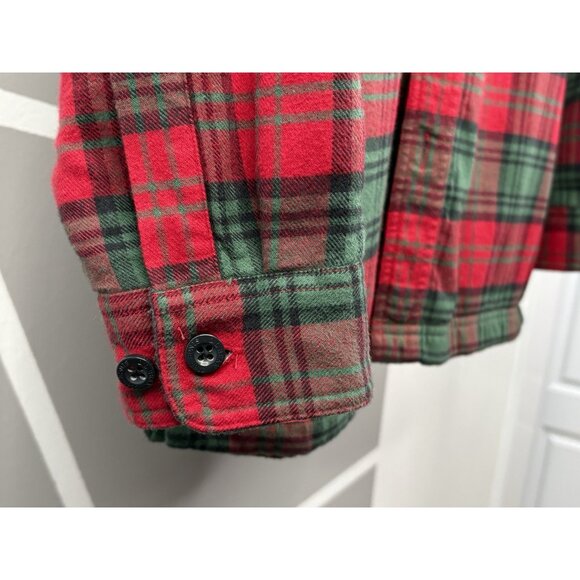 LL Bean Fleece Lined Flannel Shirt Men’s Small Reg Traditional Fit Red Plaid - Picture 5 of 15